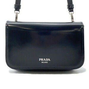 Prada handbag brushed leather black bag